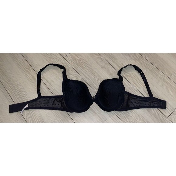 Playtex 4018 Thank Goodness It Fits Bra Lined UW Dots Mesh Womens 34C Black - Picture 5 of 6